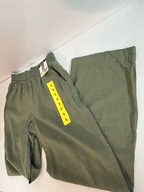 Green Linen Rayon pull on pants small NWT